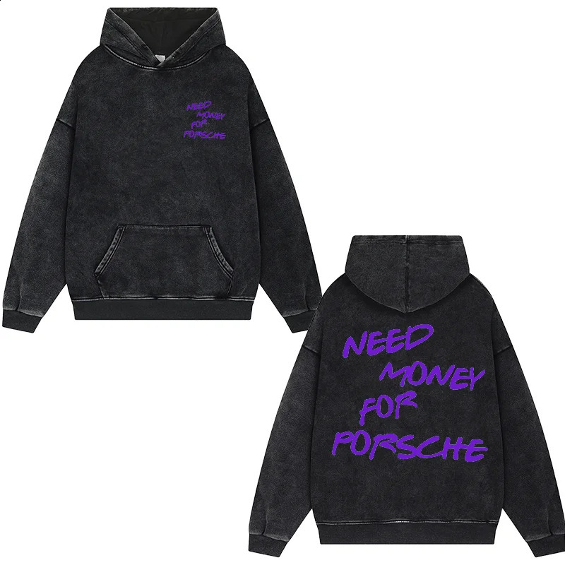 Fun Need Money Washed Old Sweater Fashion n Mens Womens Sweatshirt Fleece Oversized Couple Casual Hoodie 241019