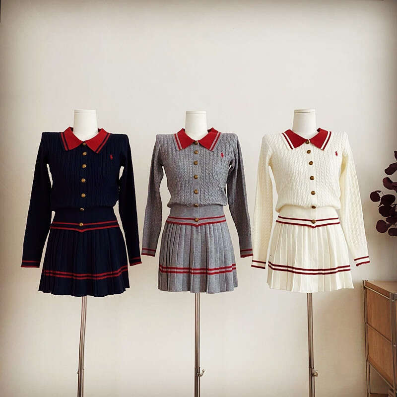 Korean Suits WearAutumn New Two Piece Set Women Clothes Fashion Knit Cardigan Golf Skirt