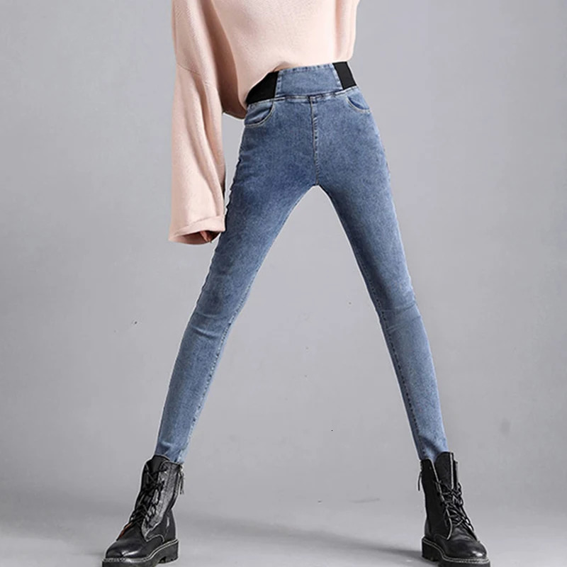 Oversize 2638 Black Skinny Pencil Jean High Waist Slim Denim Pants Stretch Leggings Vaqueros Casual Pantalones 2024 241007