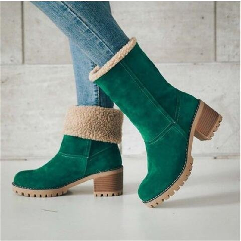 2024 free shipping new designer patent leather boots women thick heels winter snow martin boots fur furry thick soled winter boots
