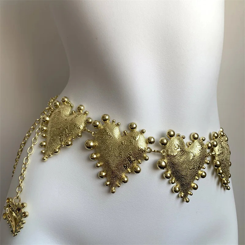 High quality retro metal heart waist chain sexy body chain spice dress accessories 241019