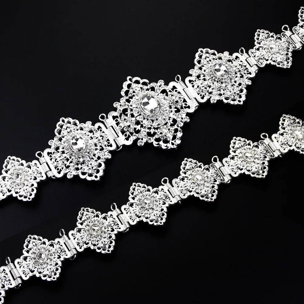 Sunspice Chic Silver Color Moroccan Belt for Women Algerian Moroccan Bridal Wedding Jewelry Caftan Belt Crystal Chain Adjustable 241019