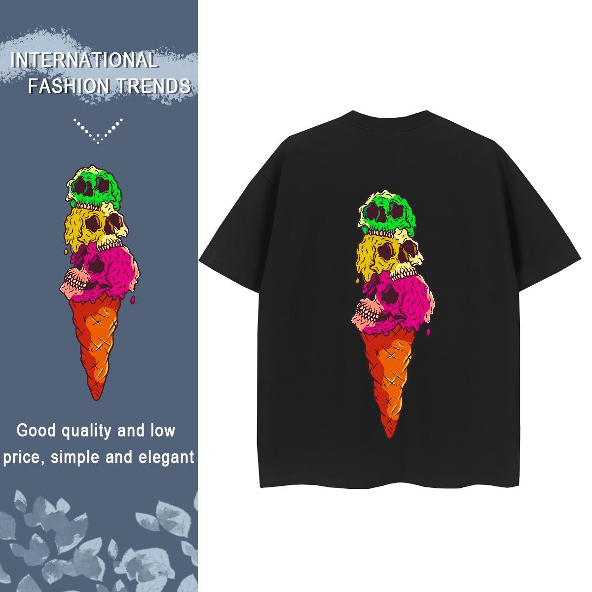 Designer Womens T Shirts 230g 100% Cotton Breathable Short Sleeve Casual skull Lady T shirt Comfortable Plus Size Cartoon Tees