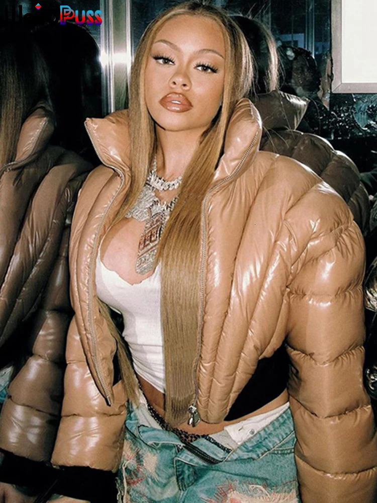 Weird Puss Quilted Puffer Jacket Hipster Winter Turtleneck Warm CottonPadded Wild Street Zip Parkas Thick Bubble Coat 241007Z