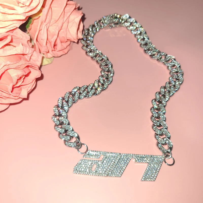 Custom Name Necklace Zirconia Baguette Letters Connect with 1.21 cm Cuban Chain Hip Hop Personalized Name Choker Necklace 241019