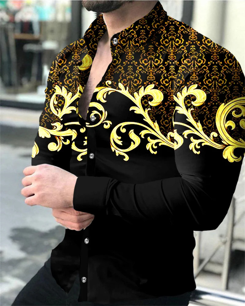 Fashionable snowflake 3D printed shirt S-6XL casual long sleeved lapel cardigan club street cool mens top summer shirt 241007