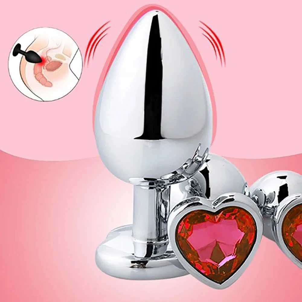 Other Health Beauty Items Anal Plug 3 Sizes Heart Metal Crystal Anal Plug for Women Removable Stainless Steel Butt Plug Men Stimulator Anal Dildo Q241