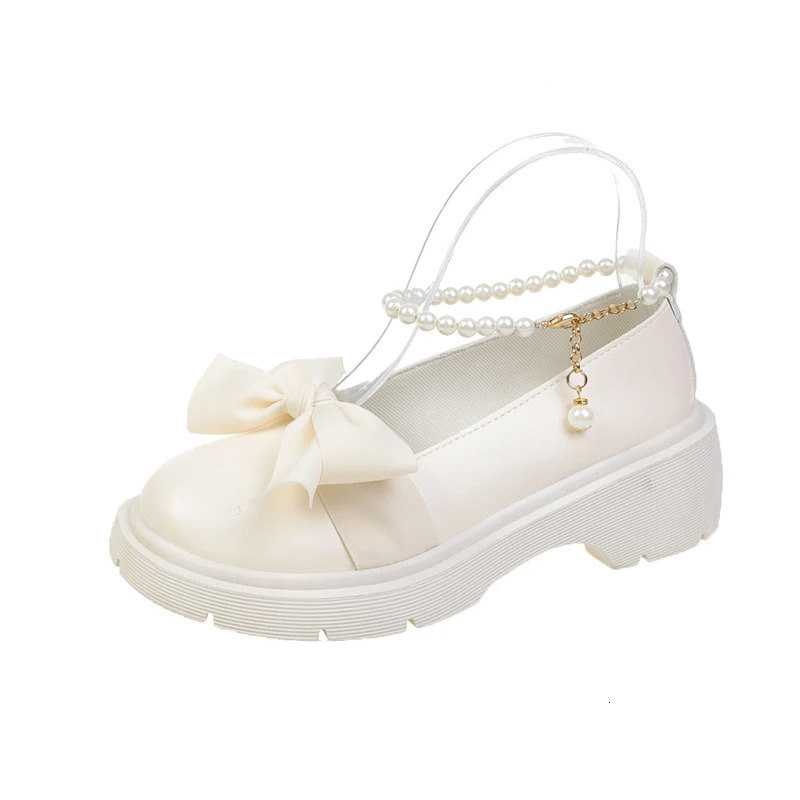 Womens Thick Platform Mary Janes Lolita Shoes Party Pump Summer Sandals Bow Chain Inkless Shoes Fashion Oxford Zapatos 241019