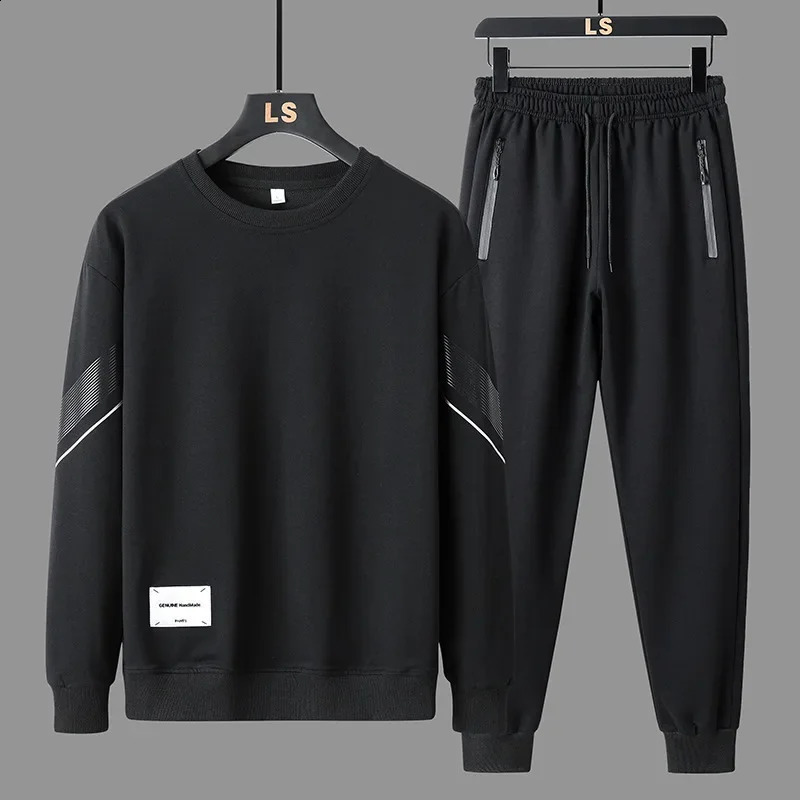 Spring Autumn Mens Casual Sports Suit Round Neck Sweatshirt Long Sleeves Pants One Whole Set Clothing Fashion 241017