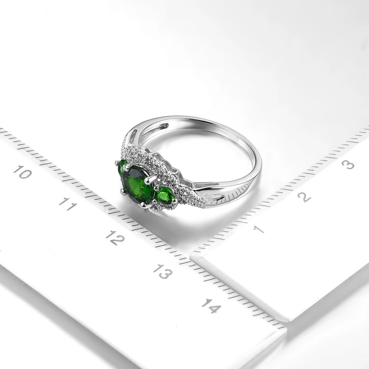 Stock Clearance Natural Chrome Diopside 925 Sterling Silver Ring Genuine Gemstone Special Style Fine Jewelry for Wedding 241010