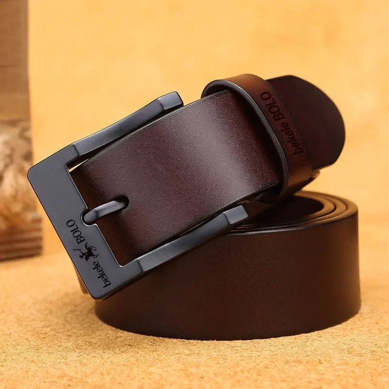 2024 Jeans Belts for Men Real Genuine Leather Mens Fashion Metal Alloy Pin Buckle Business Belt 241019