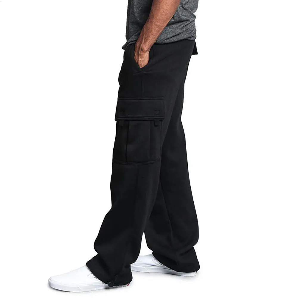Mens Sweatpants Straight Fit Joggers for Sports and Streetwear Loose Oversized Drawstring Long Pants Men Multi-pocket Pants 241010