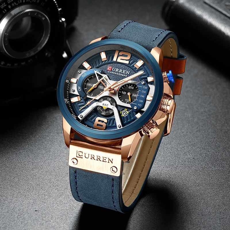CURREN mens simulated leather sports watch mens military watch mens date quartz clock Relogio Masculino 241019