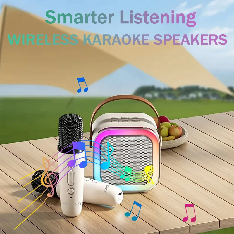Portable wireless karaoke ser with microphone KTV ser with RGB color LED lights karaoke machine 241019