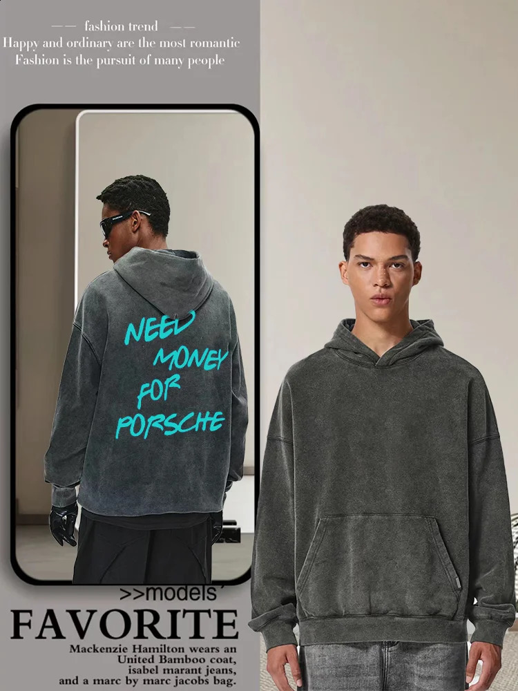 Fun Need Money Washed Old Sweater Fashion n Mens Womens Sweatshirt Fleece Oversized Couple Casual Hoodie 241019