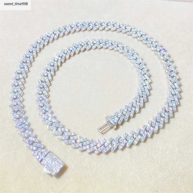Real 8mm Moissanite Cuban Necklace Women Men Iced Out Miami Lab Diamond Hip Hop Chain Necklaces 925 Sterling Silver Pass Tester