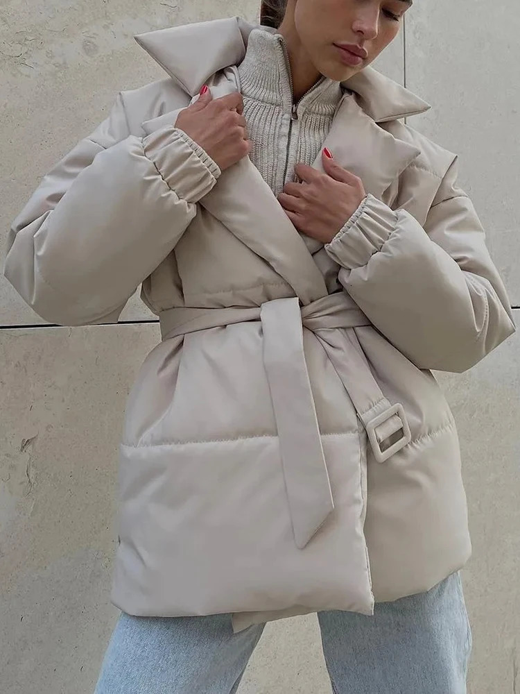 Winter Coat Womens Cotton Puffer Jacket Loose Parkas Vintage Bread Outwear Office Ladies Warm Quilted 241007