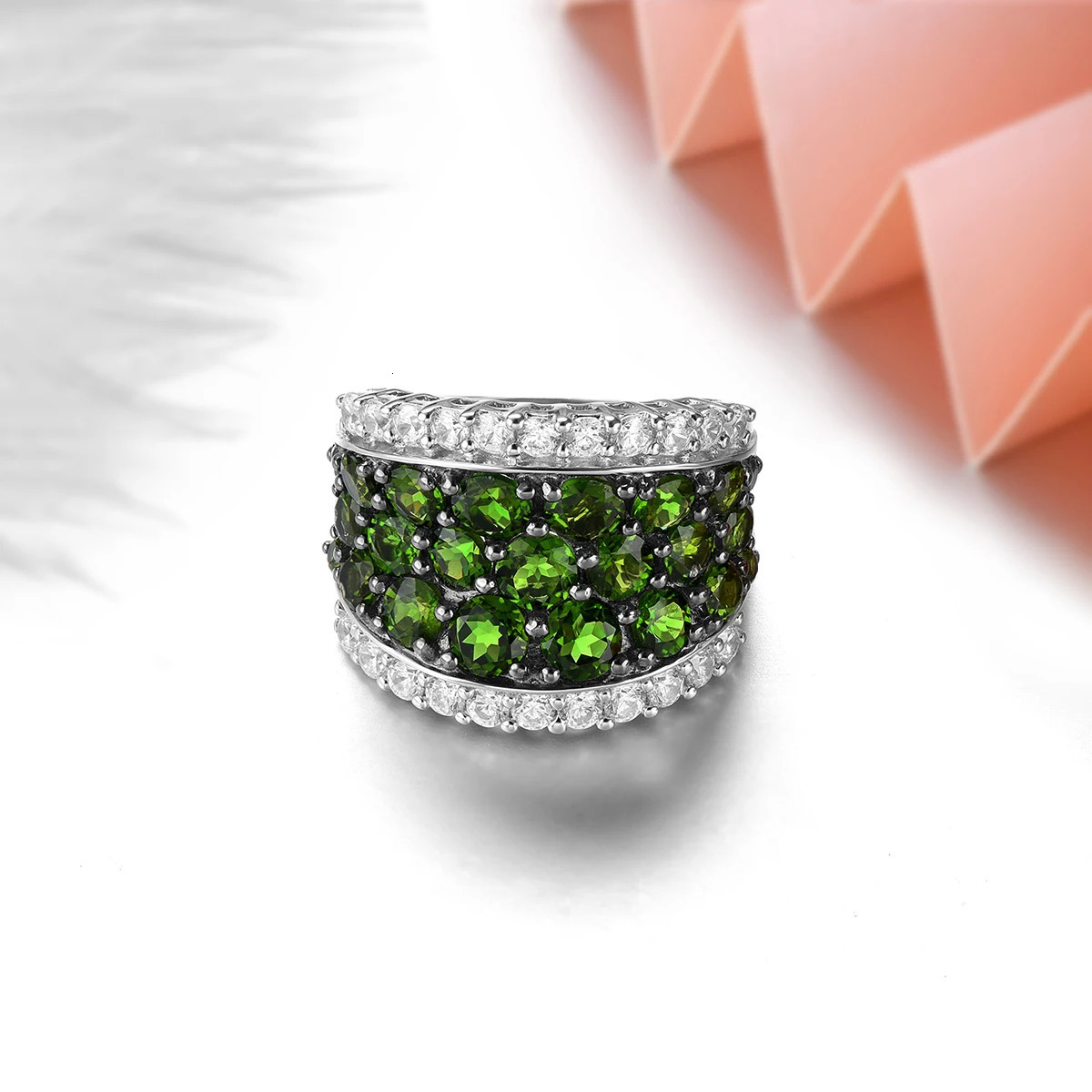 Natural Chrome Diopside Sterling Silver Rings 5 s Genuine Stone Women Classic Christmas Anniversary Gifts Top Quality 241010