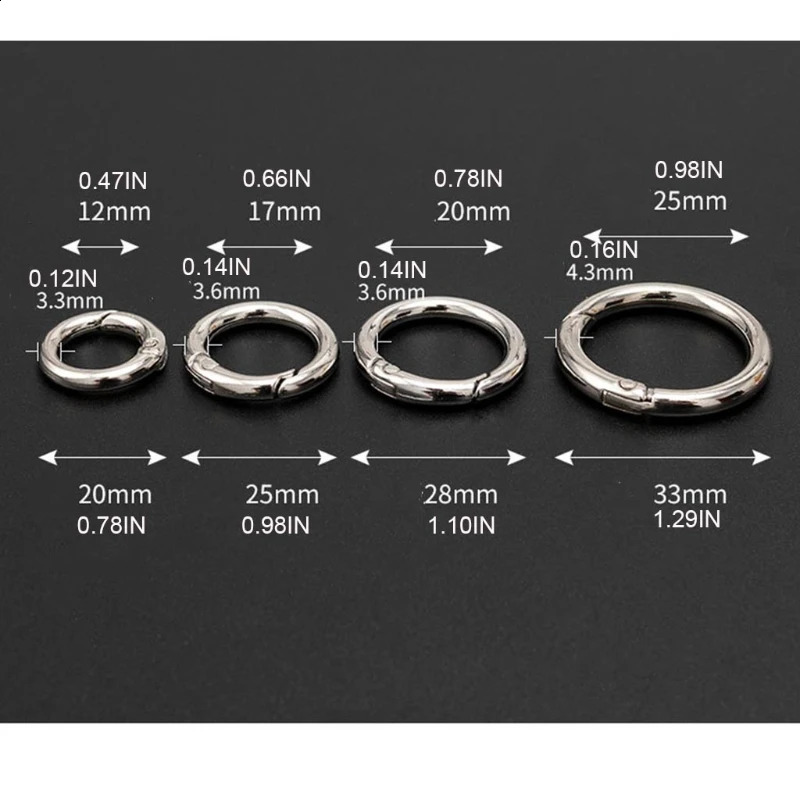 10Pcs Metal Purse Buckles 2025283m Spring O Ring Round Carabiner Snap Hook Keyring Clasp DIY Jewelry Bag Accessories y241226