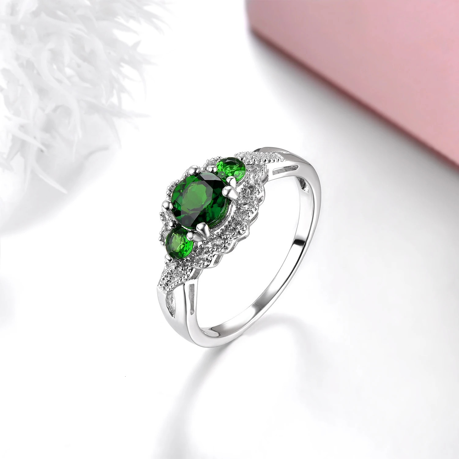Stock Clearance Natural Chrome Diopside 925 Sterling Silver Ring Genuine Gemstone Special Style Fine Jewelry for Wedding 241010
