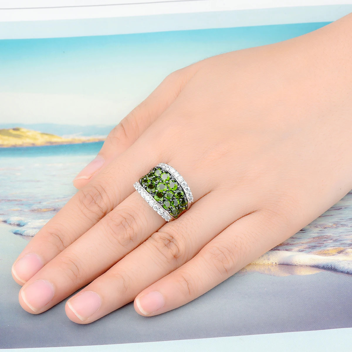 Natural Chrome Diopside Sterling Silver Rings 5 s Genuine Stone Women Classic Christmas Anniversary Gifts Top Quality 241010