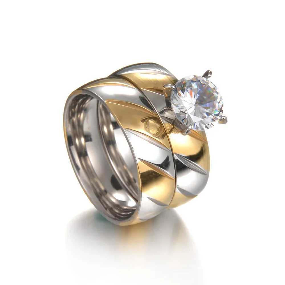 MMS Fashion Double Ring Set Womens Removable Ring Couple Party Wedding Water Diamond Ring Transparent Crystal Ring Y241019