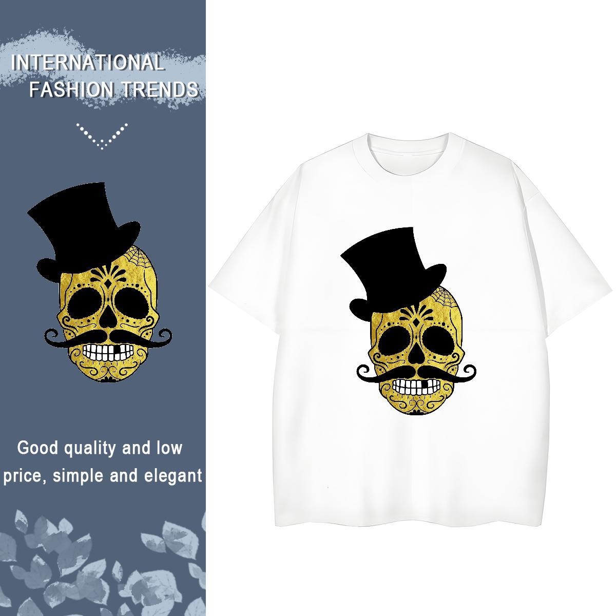 New Arrival T Shirts Women 230g 100% Cotton Breathable Crew Neck Casual skull Womens Tshirts Loose Black Oversized Wear