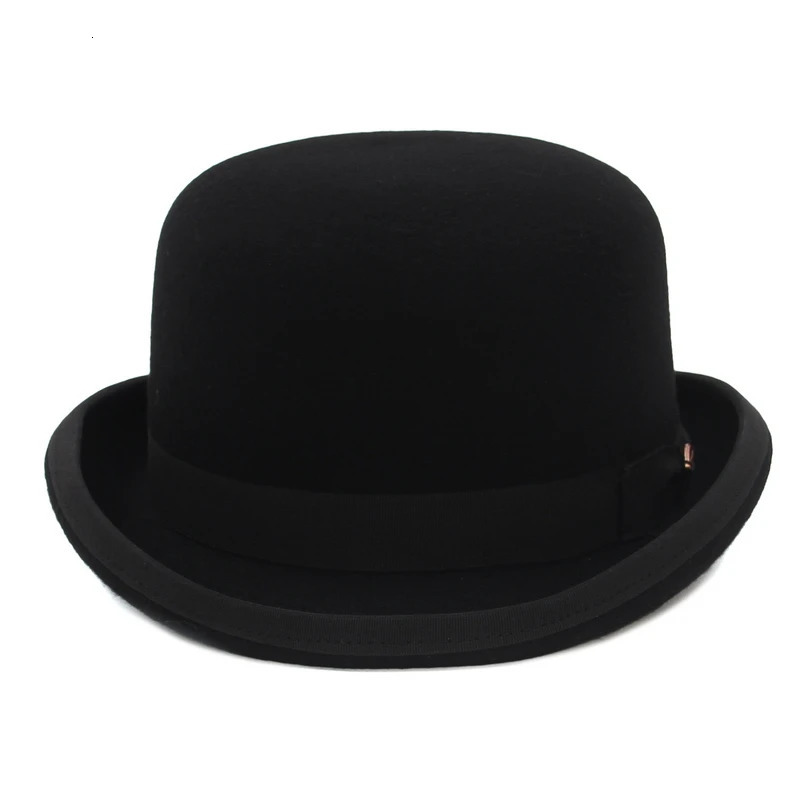 GEMVIE 100% wool felt derby mens bowling hat satin line fashion party official Fedora clothing magic hat 241019