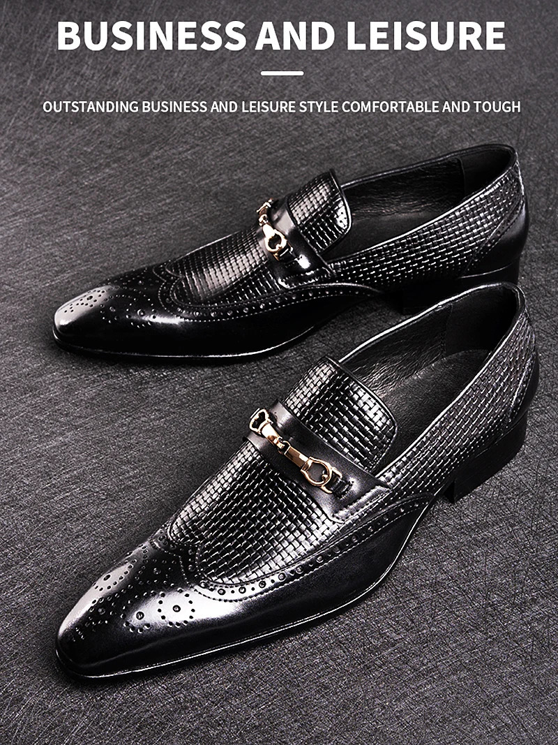 Fashion Business Casual Leather Shoes Handmade Party Dress Mens Office Dress Shoes Large Size 39-50 Black Loafers 241019