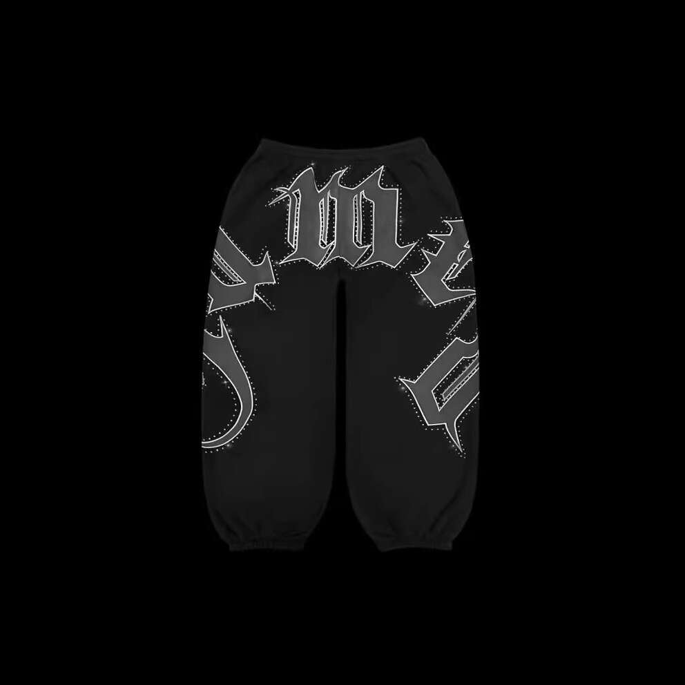 Spot cross-border autumn and winter American street letter inlaid diamond print loose casual hooded sweatshirt zipper sweatshirt wholesale