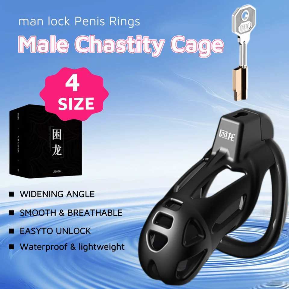 Other Health Beauty Items 3 Sizes S/M/L Resin Cock Cage Chastity Device Set Breathable Chastity Lock 3D Penis Cage with 3 Different Size Rings Q241019