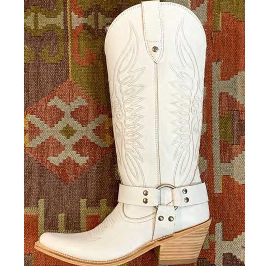 Fashion Boots Autumn Winter Embroidered Thread Martin Boots Thick Heel Western Cowboy Boots Ankle Boots 241008