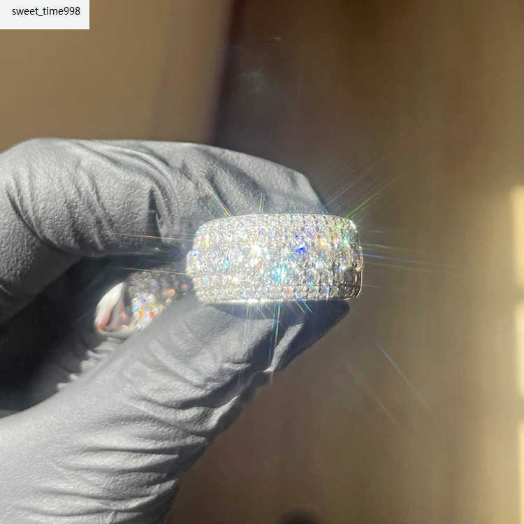 Fashion Design 925 Silver Iced Out Moissanite diamond Mens cuban diamond ring for hiphop life jewelry