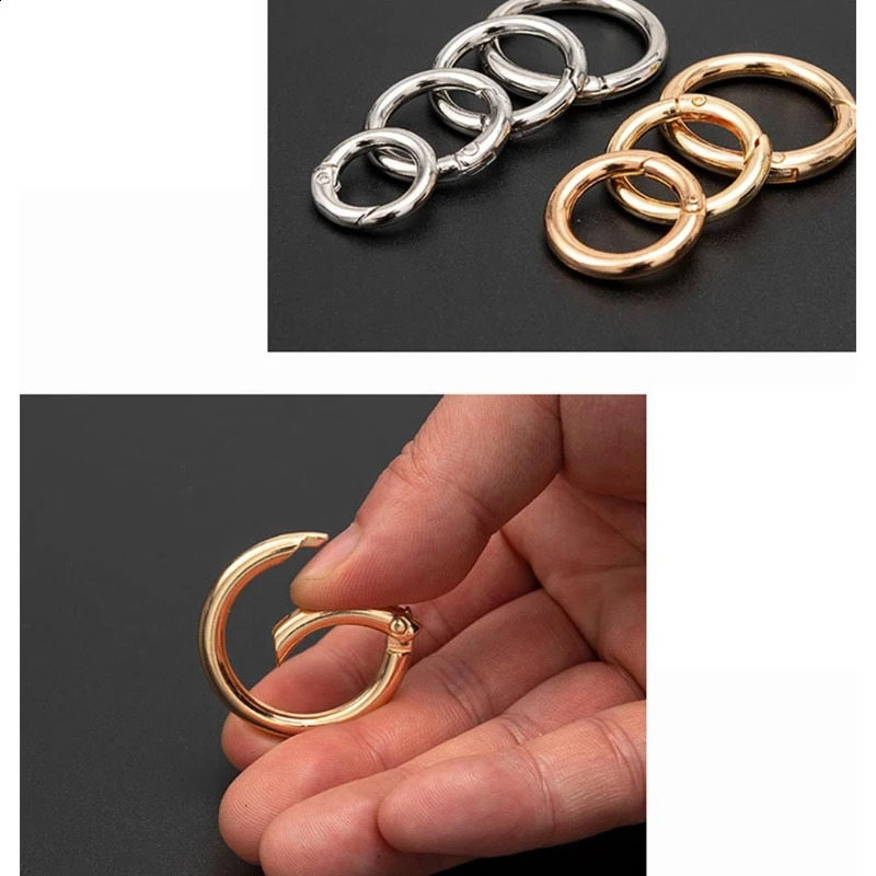 10Pcs Metal Purse Buckles 2025283m Spring O Ring Round Carabiner Snap Hook Keyring Clasp DIY Jewelry Bag Accessories y241226