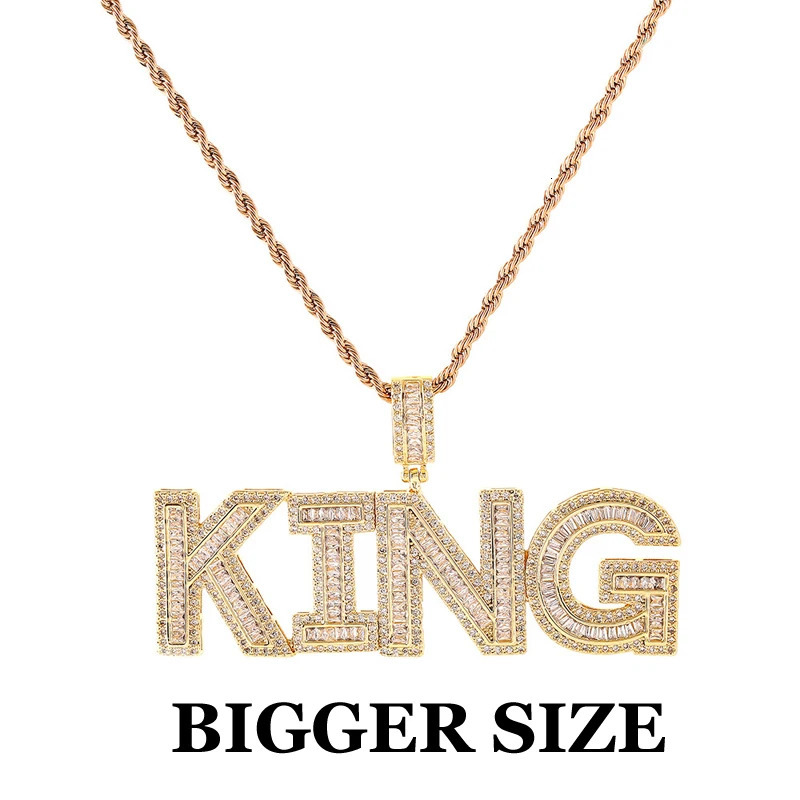 Customized Bigger Letters Name Pendant Iced Out Zircon Name Nekclace with Rope Chain Choker for Women Hiphop Necklace for Man 241019