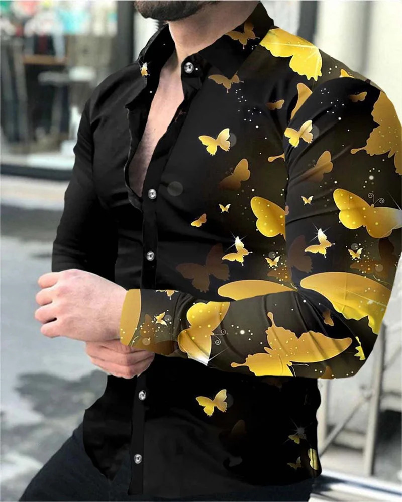 Fashionable snowflake 3D printed shirt S-6XL casual long sleeved lapel cardigan club street cool mens top summer shirt 241007
