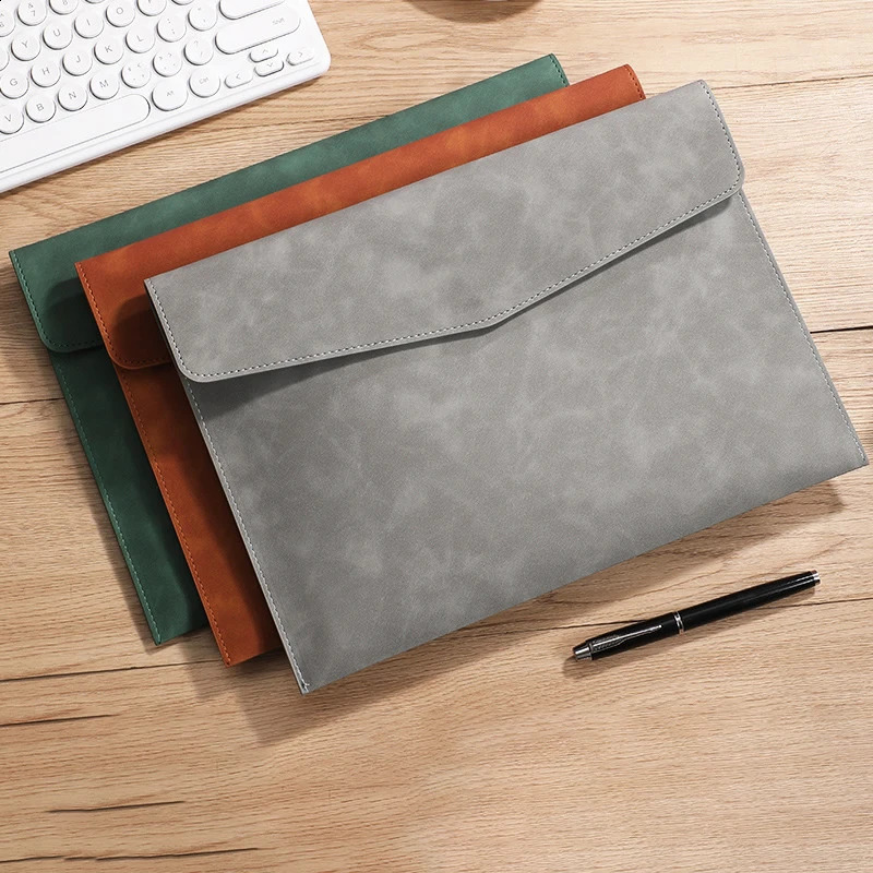 Leather File Folder Simple Large Capacity Document Bag Fashion Briefcase Data Contract Bill Office Paper Organizer 241019