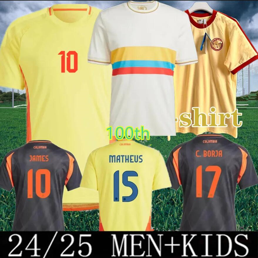2024 2025 Colombia Away Soccer Jerseys CORDOBA Valderrama 24 25 FALCAO JAMES home football shirt CUADRADO National Team men kids kit Camiseta de futbol maillot BORRE