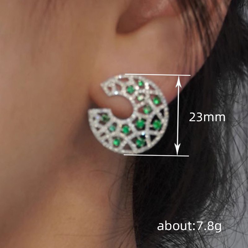 2024 Emerald Stud Earrings: Sterg Sier Round Cut CZ Dia Banquet Party Women's Wedding Jewelry Gift