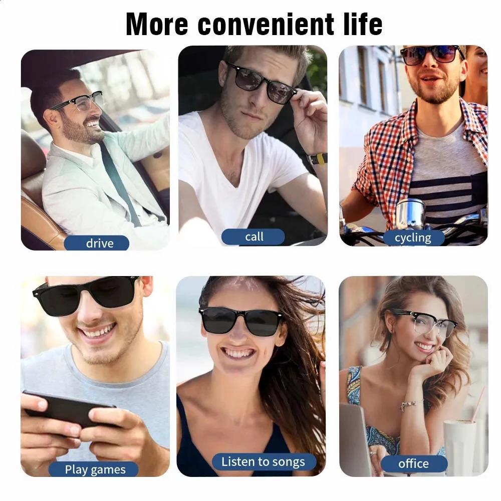Camera Smart Glasses Bluetooth Call Voice Assistant Listening Music Glasses Smart Sports Polarization Sunglasses Anti Blue Glasses 241019 ww