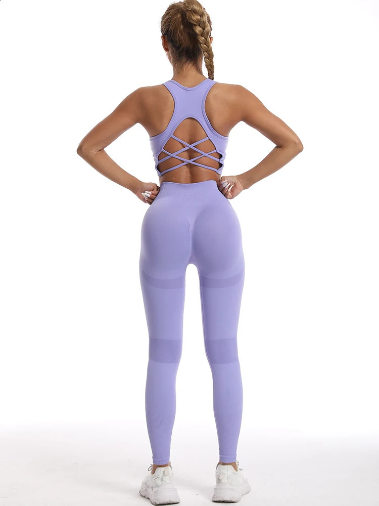 Womens tracksuit Fitness Suit Yoga Sets Sportswear Workout Sports BraHigh Waist Leggings Gym Clothing Seamless Sports Suits 260626 - view 3