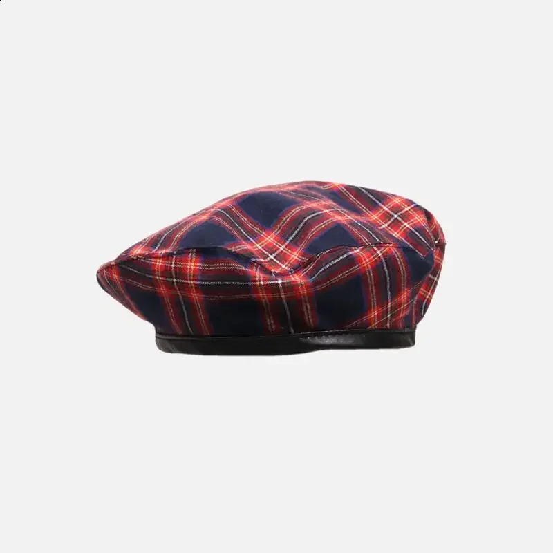 ious Beret Hat Fashion Ladies Outdoor Travel Plaid Painter Unisex Adult Daily Vintage Red Autumn 241019