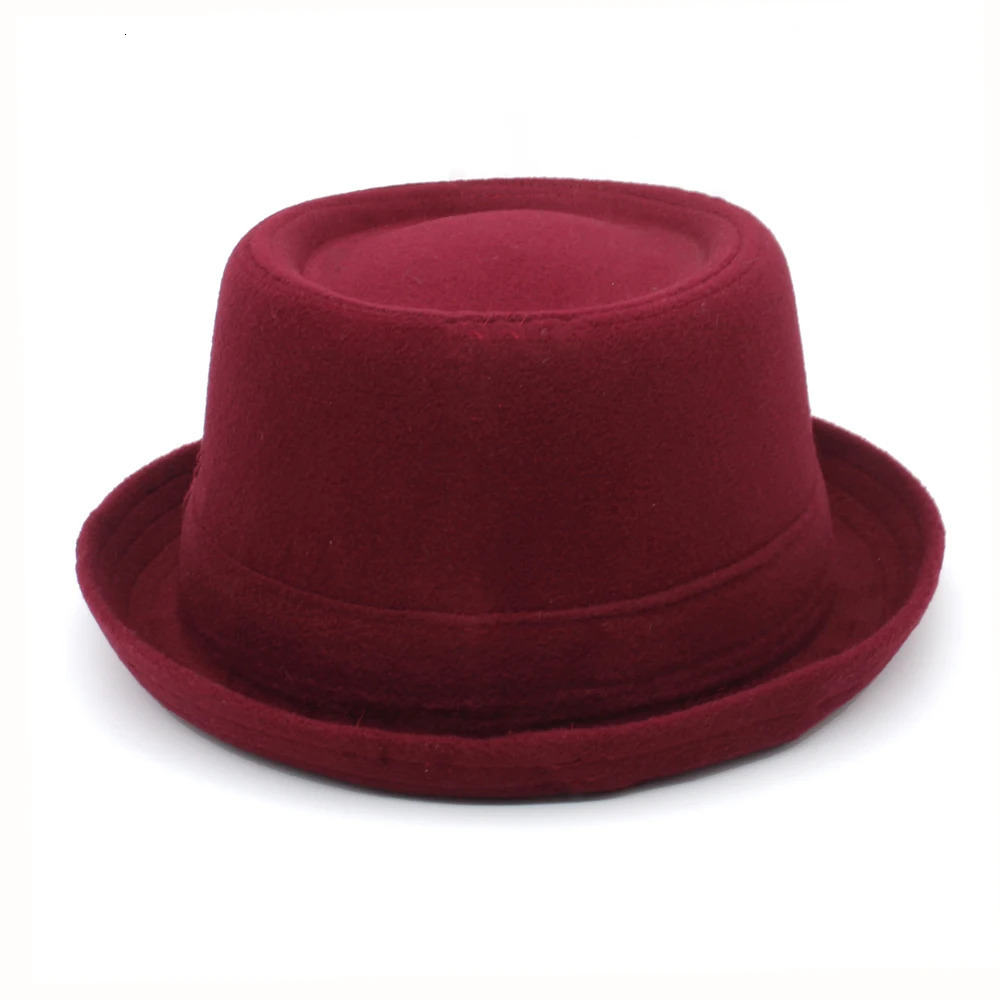 Womens wool blend feather band pig pie hat Fedora Trilby Sunhat Street style classic hat travel size US 7 3/8 UK L 241019