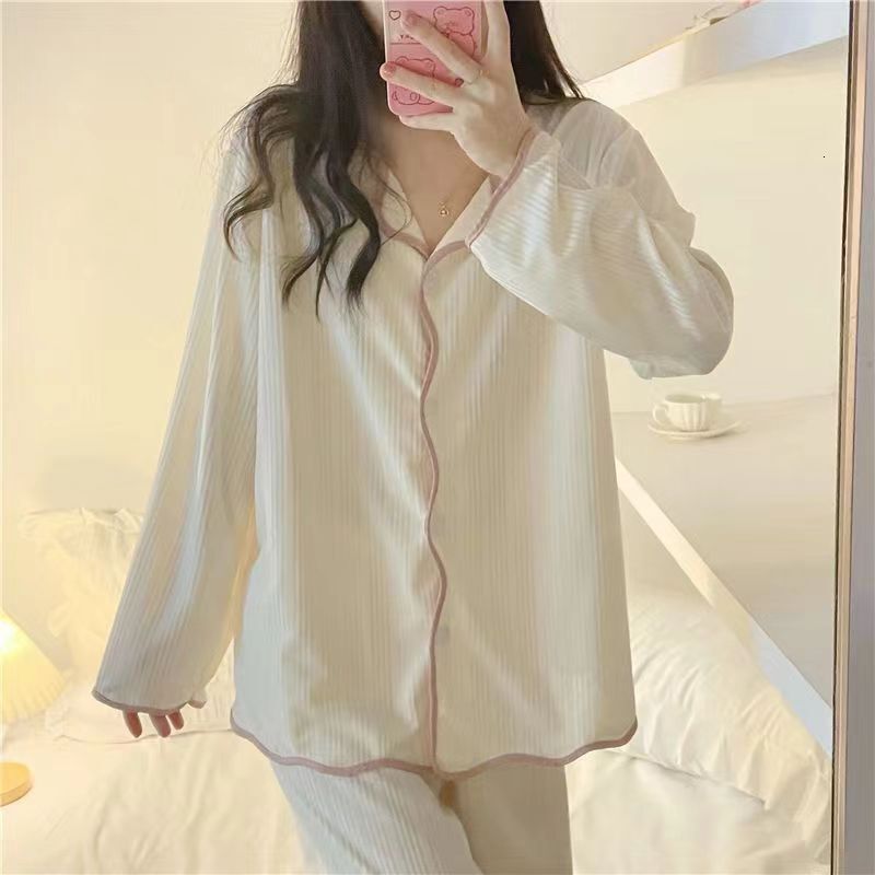 fashion 2025 New designer long sleeved long pants Pamas set women's simple easy pull with women's casual wear loose suit
