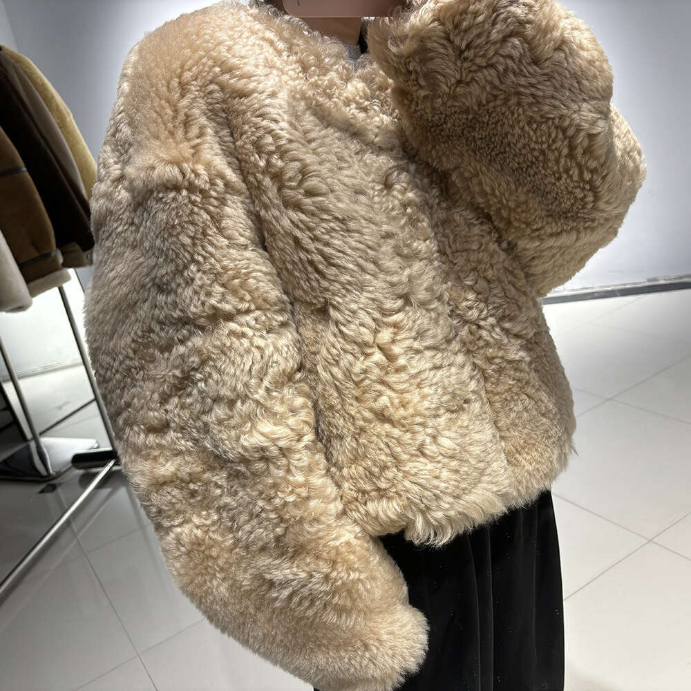 Yoloagain 2024 Winter Oversized Sheep Jacket Real Lamb Fur Coat Women