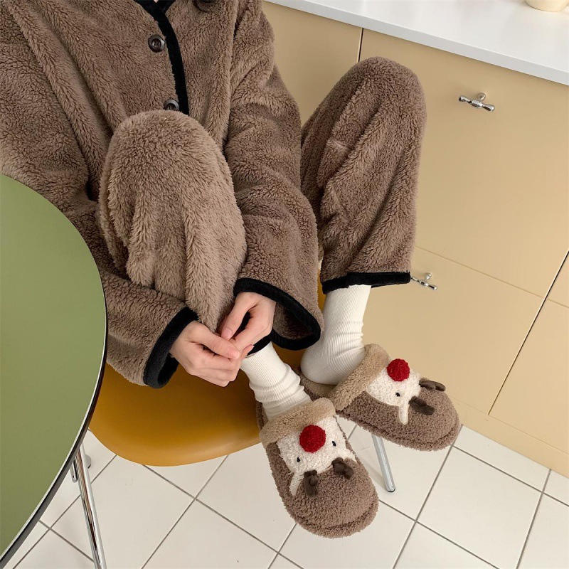Cozy Plush Cotton Slippers: Non-Slip Warm Winter Home Shoes for Couples