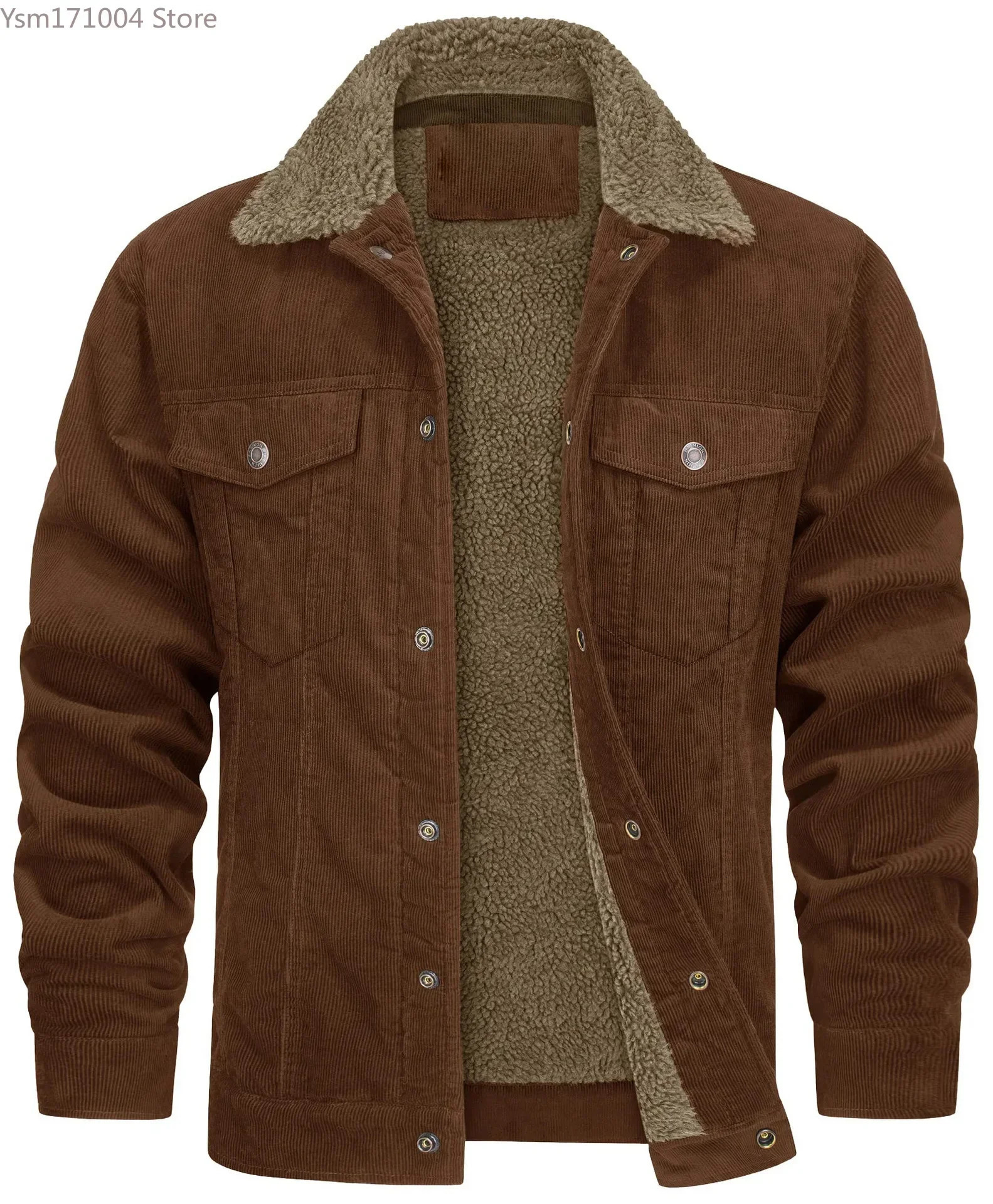 Mens denim jacket Corduroy jacket vintage Sherpa wool Windbrekaer thick warm winter jacket multi pocket casual jacket 241007