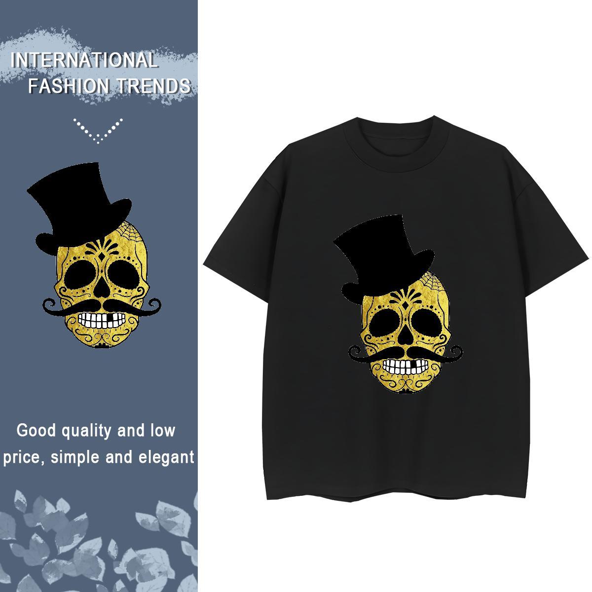 New Arrival T Shirts Women 230g 100% Cotton Breathable Crew Neck Casual skull Womens Tshirts Loose Black Oversized Wear