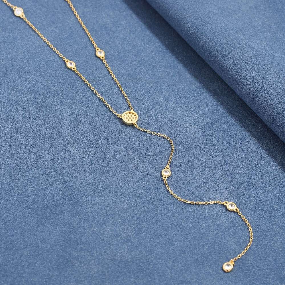 Sterling silver necklace diamond design long sweater necklace diamond gift for Women Christmas