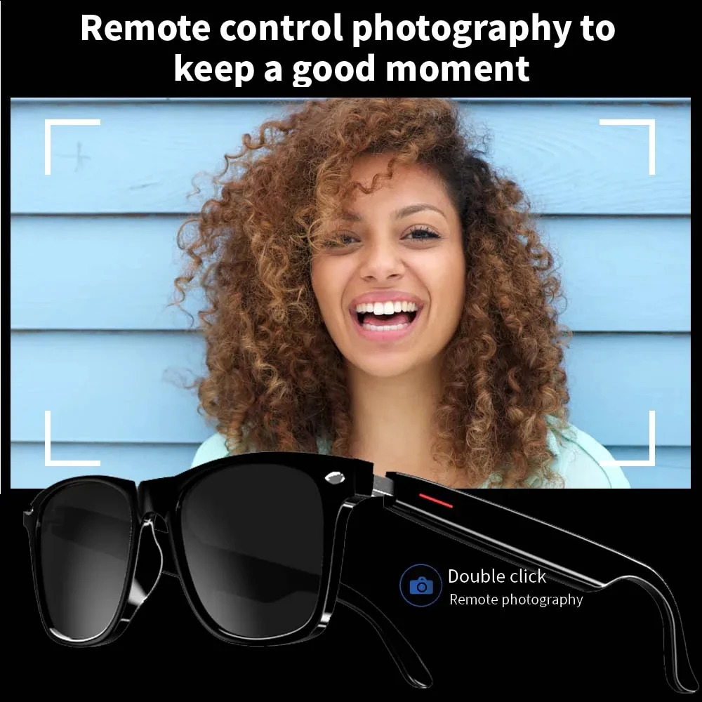 Camera Smart Glasses Bluetooth Call Voice Assistant Listening Music Glasses Smart Sports Polarization Sunglasses Anti Blue Glasses 241019 ww
